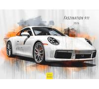 Edition Seidel Calendario Premium Fascination 911 2026, formato DIN A3, calendario de pared, calendario de coche, coche de carreras, moderno, estilo pop art collage
