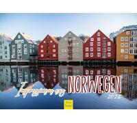 Edition Seidel Calendario premium impresiones de Noruega 2026, formato DIN A4, calendario de pared escandinavia Oslo Trondheim Bergen glaciar fiordos costeros aurora boreal