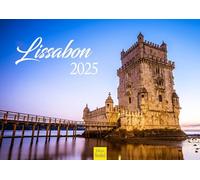Edition Seidel Calendario Premium Lisboa 2025, formato DIN A3, calendario de pared, Europa Portugal, capital, Sintra Castelo Mosteiro dos Jerónimos Convento do Carmo Skyline