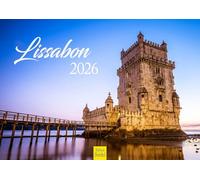 Edition Seidel Calendario Premium Lisboa 2026, formato DIN A4, calendario de pared Europa Portugal capital Sintra Castelo Mosteiro dos Jerónimos Convento do Carmo Skyline