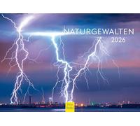 Edition Seidel Calendario Premium Naturgewalten 2026, formato DIN A4, calendario de pared, calendario natural, luces del norte, géiser, glaciar, volcán, rayos, cascada