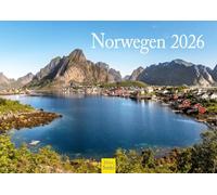 Edition Seidel Calendario premium Noruega 2026, formato DIN A4, calendario de pared, Escandinavia Oslo Trondheim Bergen, glaciar, fiordos costeros, aurora boreal