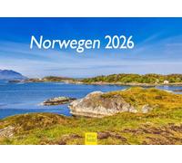Edition Seidel Calendario premium Noruega 2026, formato DIN A4, calendario de pared, Escandinavia Oslo Trondheim Bergen, glaciar, fiordos costeros, aurora boreal
