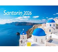Edition Seidel Calendario Premium Santorini 2026, formato DIN A3, calendario de pared Europa Grecia, isla griega, mar Egeo, Fira Oia acantilados