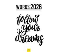 Edition Seidel Calendario premium Words con refranes 2026, formato DIN A3, calendario de pared, motivación con bonitas frases, decoración para colgar, regalo, negro y blanco