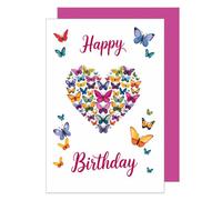 Edition Seidel G3773 SW025 - Tarjeta de felicitación de cumpleaños con sobre, diseño de mariposa