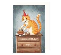 Edition Seidel G3784 SW025 - Tarjeta de felicitación con sobre, diseño de gato