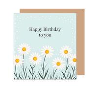 Edition Seidel GQ473 SW025 - Tarjeta de cumpleaños cuadrada con sobre, diseño de margaritas y flores