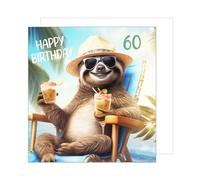 Edition Seidel GQ536 SW025 - Tarjeta de felicitación de 60 cumpleaños con sobre, diseño de oso perezoso