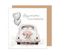 Edition Seidel HQ136 SW025 - Tarjeta de felicitación para boda (cuadrada), diseño de Just Married y globos vintage