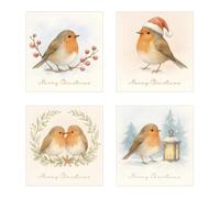 Edition Seidel Juego de 8 (2 x 4) exclusivas tarjetas de Navidad cuadradas con sobre. Tarjetas dobles/plegables con sobre. Tarjeta postal de Navidad