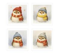 Edition Seidel Juego de 8 (2 x 4) exclusivas tarjetas de Navidad cuadradas con sobre. Tarjetas dobles/plegables con sobre. Tarjeta postal de Navidad