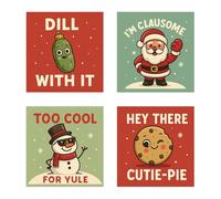 Edition Seidel Juego de 8 (2 x 4) exclusivas tarjetas de Navidad cuadradas con sobre. Tarjetas dobles/plegables con sobre. Tarjeta postal de Navidad