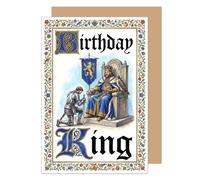 Edition Seidel Premium tarjeta de cumpleaños con sobre. Tarjeta de felicitación plegable con mensaje en inglés Happy Birthday para hombre amigo medieval rey trono elegante (G4258 SW026)