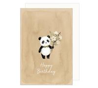 Edition Seidel Premium tarjeta de cumpleaños con sobre. Tarjeta de felicitación plegable con mensaje en inglés Happy Birthday para hombre mujer niños oso panda flores adorable (G4405 SW026)
