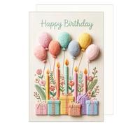 Edition Seidel Premium tarjeta de cumpleaños con sobre. Tarjeta de felicitación plegable con mensaje en inglés Happy Birthday para hombre mujer colores pastel colorido (G4385 SW026)