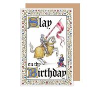 Edition Seidel Premium tarjeta de cumpleaños con sobre. Tarjeta de felicitación plegable con mensaje en inglés Happy Birthday para hombre y mujer medieval caballero caballo (G4256 SW026)