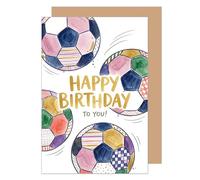 Edition Seidel Premium tarjeta de cumpleaños con sobre. Tarjeta de felicitación plegable con mensaje en inglés Happy Birthday hombre mujer infantil fútbol ¡Golazo! (G4472 SW026)