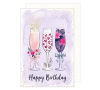 Edition Seidel Premium tarjeta de cumpleaños con sobre. Tarjeta de felicitación plegable con mensaje en inglés Happy Birthday para esposa mujer novia elegante brindis (G4289 SW026)