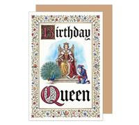 Edition Seidel Premium tarjeta de cumpleaños con sobre. Tarjeta de felicitación plegable con mensaje en inglés Happy Birthday para mujer novia medieval reina trono elegante (G4257 SW026)