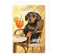 Edition Seidel Premium tarjeta de cumpleaños con sobre. Tarjeta de felicitación plegable con mensaje en inglés Happy Birthday para hombre y mujer amigos teckel genial humor (G4233 SW026)