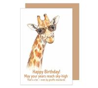 Edition Seidel Premium tarjeta de cumpleaños con sobre. Tarjeta de felicitación plegable con mensaje en inglés Happy Birthday para hombre y mujer amigo divertido jirafa juego de palabras (G4203 LBW26)
