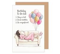 Edition Seidel Premium tarjeta de cumpleaños con sobre. Tarjeta de felicitación plegable con mensaje en inglés Happy Birthday para mujer novia lista de tareas irónica (G4269 SW026)