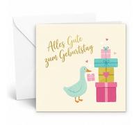 Edition Seidel Premium tarjeta de cumpleaños cuadrada con sobre. Tarjeta de felicitación alemán todo lo mejor para mujer amiga hermana mamá chica pato regalos pastel (GQ731 SW026)