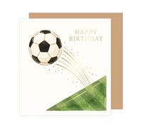 Edition Seidel Premium tarjeta de cumpleaños cuadrada con sobre. Tarjeta de felicitación inglés Happy Birthday para hombres niño amigos fútbol saque inicial golazo (GQ585 SW026)