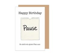 Edition Seidel Premium Tarjeta de felicitación de cumpleaños con sobre, tarjeta de felicitación de cumpleaños, tarjeta plegable con texto en alemán "Happy Birthday Mann Frau Freunde Party To-do Plan