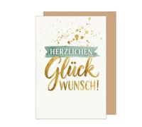 Edition Seidel Premium Tarjeta de felicitación de cumpleaños con sobre, tarjeta de felicitación, tarjeta plegable con texto en alemán "Mann Frau Freunde Herzlichen Glückwunsch Konfetti gold edel