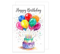 Edition Seidel Premium XXL Maxi Tarjeta de felicitación de cumpleaños con sobre, formato DIN A4, tarjeta de felicitación, tarjeta plegable en inglés con texto "Happy Birthday Hombre Mujer Globos (A4