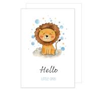 Edition Seidel Premium XXL Maxi Tarjeta de felicitación de nacimiento con sobre, formato DIN A4, tarjeta de felicitación para bebé con texto en inglés "Hello little one Baby Boy Girl", tamaño A4-E1002