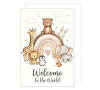 Edition Seidel Premium XXL tarjeta de nacimiento con sobre. Tarjeta de felicitación formato DIN A4 con texto en inglés para baby welkom welcome (34699 A4-E1004)