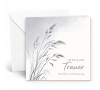 Edition Seidel Tarjeta de condolencia cuadrada premium con sobre, tarjeta de condolencia, tarjeta plegable con texto en alemán "In stiller Trauer Anteilnahme Gedenken Kraft Liebe Erinnerung (TQ253