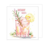 Edition Seidel Tarjeta de cumpleaños cuadrada Premium con sobre. Tarjeta de felicitación Cumpleaños Saludos Tarjeta Billet para hombre mujer novia colega cóctel bebida rosa (GQ242 SW024)