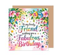 Edition Seidel Tarjeta de cumpleaños cuadrada premium con sobre, tarjeta de felicitación de cumpleaños con texto en inglés para hombre, mujer, novia, novio flores (GQ459 SW025)