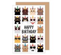 Edition Seidel Tarjeta de cumpleaños cuadrada premium con sobre, tarjeta de felicitación de cumpleaños con texto en inglés para hombre, mujer, amante de los gatos, deseos (G3829 SW025)