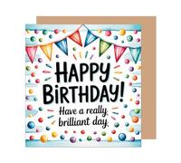 Edition Seidel Tarjeta de cumpleaños cuadrada premium con sobre, tarjeta de felicitación de cumpleaños con texto en inglés para hombre, mujer, niño, guirnalda (GQ448 SW025)