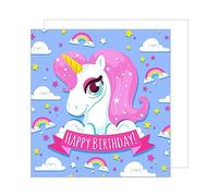 Edition Seidel Tarjeta de cumpleaños cuadrada premium con sobre, tarjeta de felicitación de cumpleaños infantil, tarjeta de cumpleaños, tarjeta de cumpleaños, niñas, adolescentes, niños, unicornios