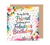 Edition Seidel Tarjeta de cumpleaños cuadrada premium con sobre, tarjeta de felicitación de cumpleaños con texto en inglés para hombre, mujer, novia, novio flores (GQ458 SW025)