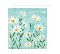 Edition Seidel Tarjeta de cumpleaños cuadrada Premium con sobre. Tarjeta de felicitación de feliz cumpleaños para esposa, mamá, abuela, novia, colega, margaritas (GQ246 SW024)