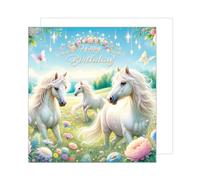 Edition Seidel Tarjeta de cumpleaños cuadrada Premium con sobre. Tarjeta de felicitación de feliz cumpleaños para niña, hija, amiga, caballos, cuentos de hadas (GQ268 SW024)