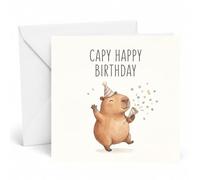 Edition Seidel Tarjeta de cumpleaños cuadrada premium con sobre. tarjeta de felicitación en inglés feliz cumpleaños para hombre mujer amigo novia Capibara fiesta divertida (GQ1105 SW026)