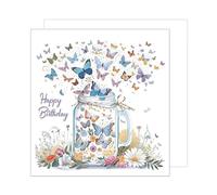Edition Seidel Tarjeta de cumpleaños cuadrada premium con sobre, tarjeta de felicitación Happy Birthday Billet tarjeta para hombre, mujer, niño, mariposas, flores (GQ333 SW024)