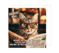 Edition Seidel Tarjeta de cumpleaños cuadrada premium con sobre, tarjeta de felicitación Happy Birthday Billet Animal Tarjeta Niños Hombre Mujer Gato Humor Divertida (GQ1