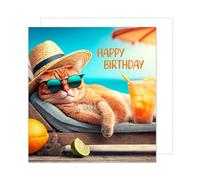 Edition Seidel Tarjeta de cumpleaños cuadrada premium con sobre, tarjeta de felicitación Happy Birthday Billet Animal Tarjeta Hombre Mujer Gato Humor Divertida Fiesta (GQ