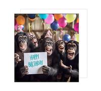 Edition Seidel Tarjeta de cumpleaños cuadrada premium con sobre, tarjeta de felicitación Happy Birthday Billet Animal Tarjeta Niños Hombre Mujer Cool Mono Humor Divertida Fiesta (GQ164 SW024), 24659