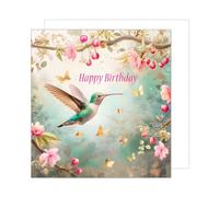 Edition Seidel Tarjeta de cumpleaños cuadrada premium con sobre, tarjeta de felicitación Happy Birthday Billet, hombre, mujer, pájaro, colibrí (GQ200 SW024)