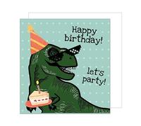 Edition Seidel Tarjeta de cumpleaños cuadrada premium con sobre, tarjeta de felicitación Happy Birthday Humor Tarjeta de Cumpleaños Divertida Hombre Joven Adolescente Kids Dino Party (GQ105)